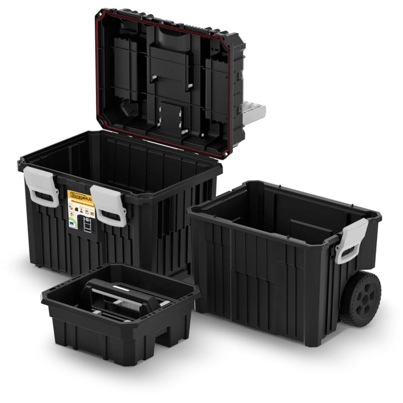 Accessbox-4425 Caisse à outils mobile avec roues antidérapantes et poignées de 44L