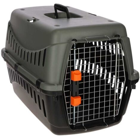 Caisse de transport pour chat et chien – 58 × 38 × 38 cm – 100 % plastique recyclé – Conforme normes IATA – Gamelle d'eau incluse – Kerbl