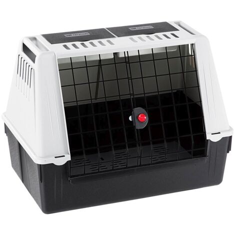 Caisse de transport pour chiens 82 x 51 x 61 cm – Plastique robuste avec porte en acier – Charge max 20 kg – Gris – Ferplast
