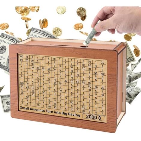 Caisse D'épargne En Bois - Compteur De Caisse D'épargne, Tirelire Adultes  Économie D'argent, Boîte De Rangement De Tirelire Rétro