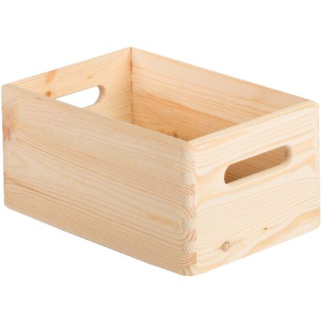 Caisse en bois 30x20x14cm – Pin massif brut certifié PEFC – Design empilable – Facile à personnaliser – CBS302014 – Astigarraga