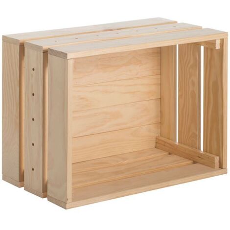 Caisse en bois empilable en pin massif – Dimensions L51,2 x l38,4 x H28 cm – Système d'assemblage simple – Rangement modulable – Astigarraga