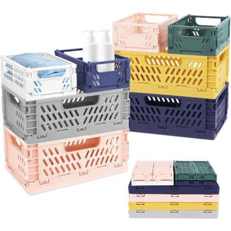 Caisse Pliable - Panier De Rangement En Plastique PP - Pour Cuisine Bureau Chambre - 4 Grandes 22x14 8x8 7 Cm Et 4 Petites 15x9 8x5 7 Cm - Lot De 8
