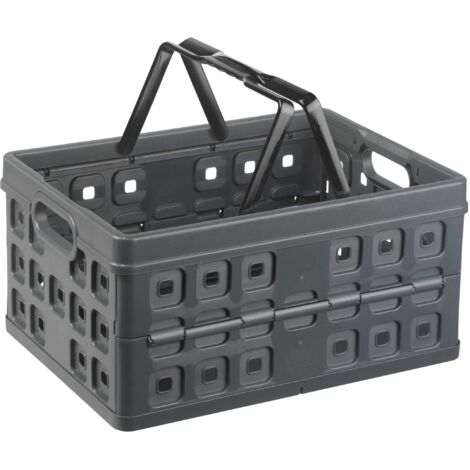 Caisse pliante carrée Sunware + poignée 32L 49x36x24,5 cm Anthracite