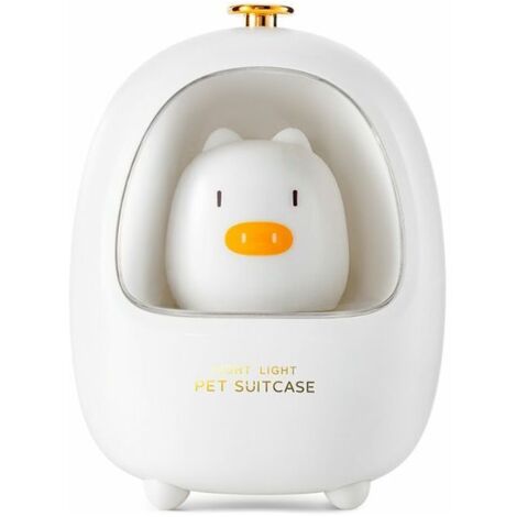 Caisse pour animaux de compagnie veilleuse enfant cadeau cadeau mini veilleuse table de chevet avec lumière LED de sommeil Veilleuse pour animaux de compagnie - cochon blanc