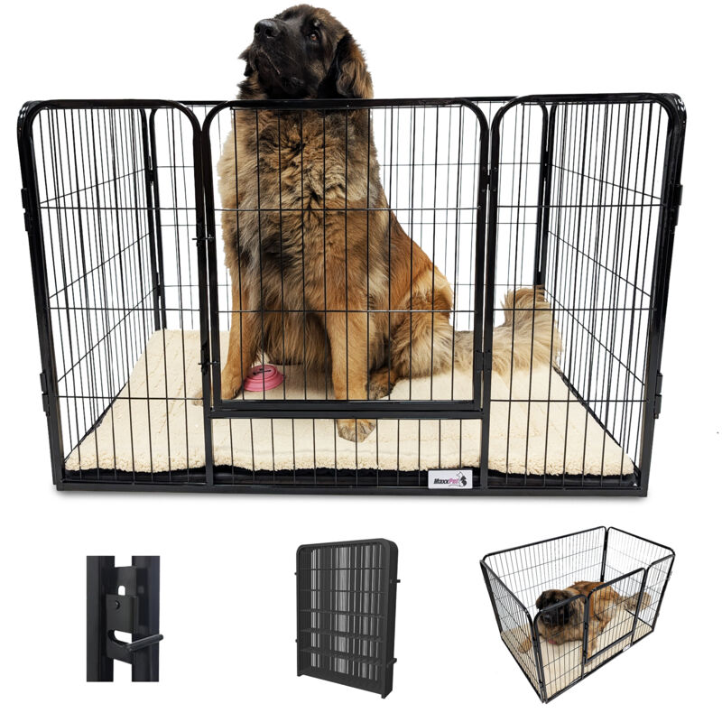Maxxpet - Cage pour chien - 125x78x80 cm - Bank pour chien avec plaque de base - Caisse pour chien - Cage pour chiots - Noir