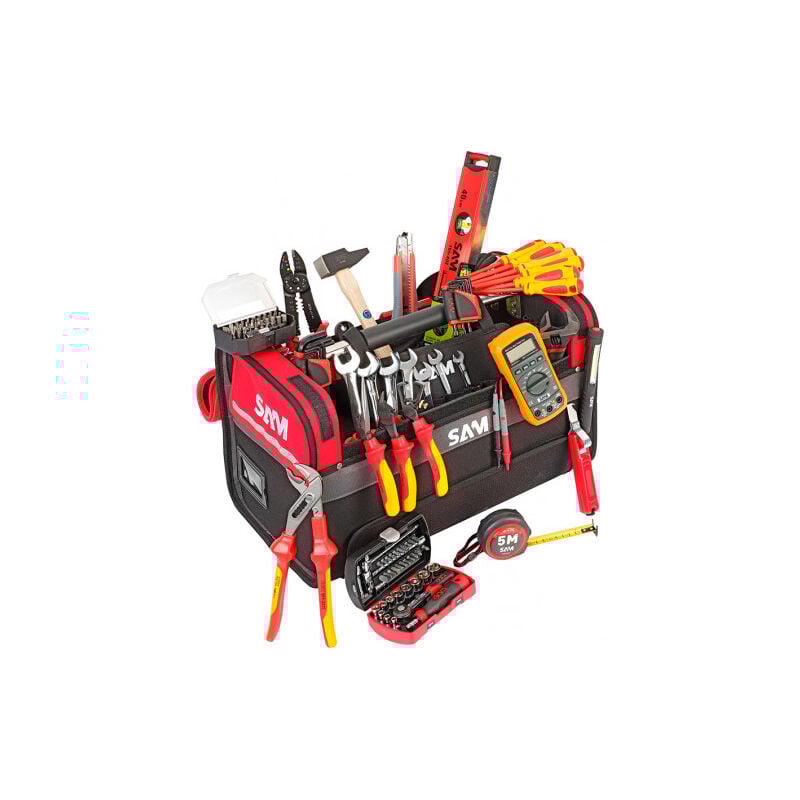Sam Outillage - caisse textile 39L avec composition électricien 122 outils CPELEC1
