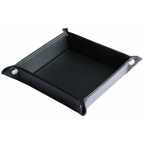 Caisses de rangement Plateau Cuir Organisateur pour Clés, Plateau de Rangement pour Monnaie, Clé, Portefeuille et Accessoire, Noir ANEUR