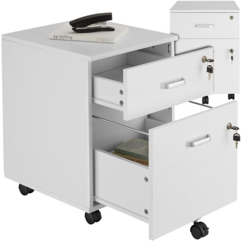 Tectake – Caisson à roulettes 2 tiroirs A4 – Dimensions 40x46x54,5 cm – Roulettes pivotantes verrouillables – Construction en panneaux de particules