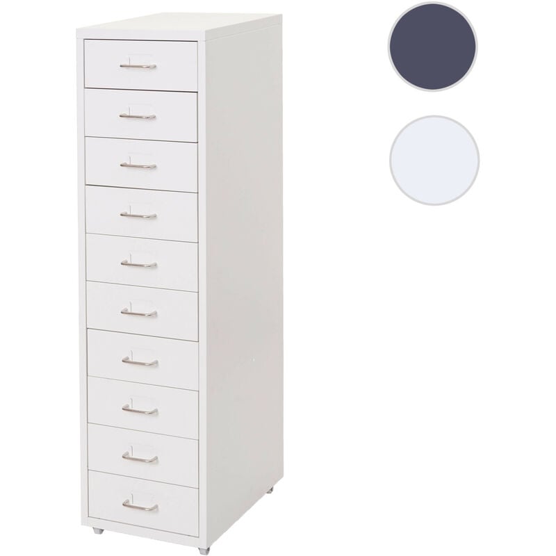 Caisson a roulettes Boston T851, armoire à tiroirs armoire en acier, 110x28x41cm 10 tiroirs - gris foncé