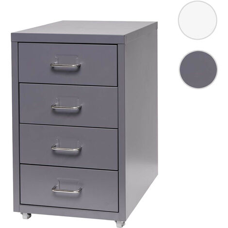 Caisson à roulettes Boston T851, armoire à tiroirs, en acier, 48x28x41cm, 4 tiroirs - gris foncé