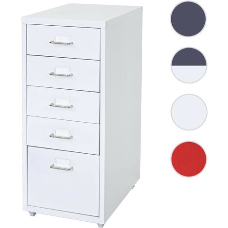 Coffre de tiroirs de bureau avec roues 5 tiroirs 69x28x41cm disponibles différentes couleurs