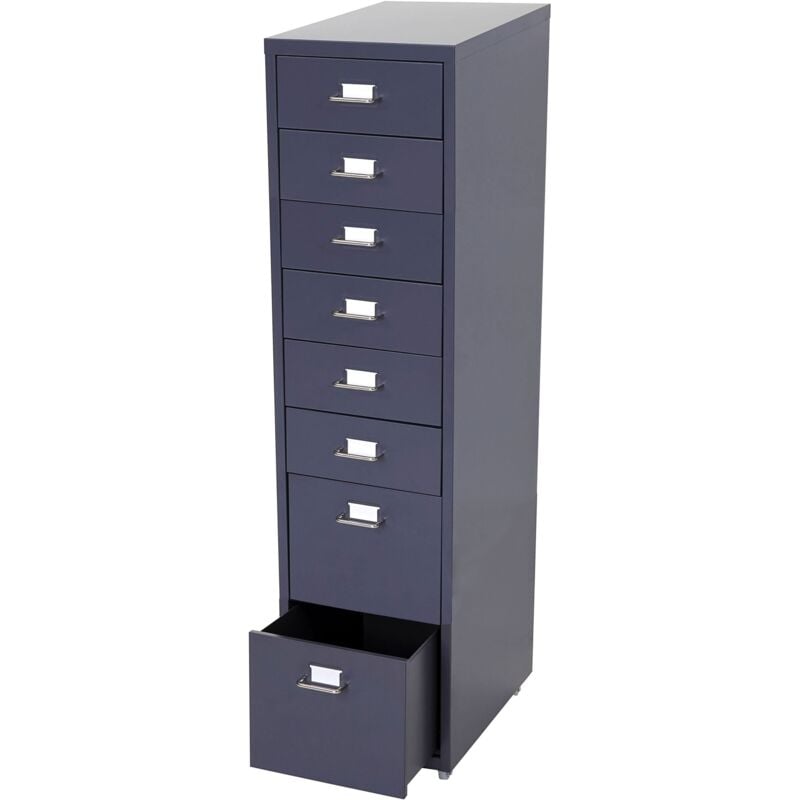 Jamais utilisé] Caisson à roulettes Boston T851, placard à tiroirs en acier, 109x28x44 cm 8 tiroirs, gris foncé