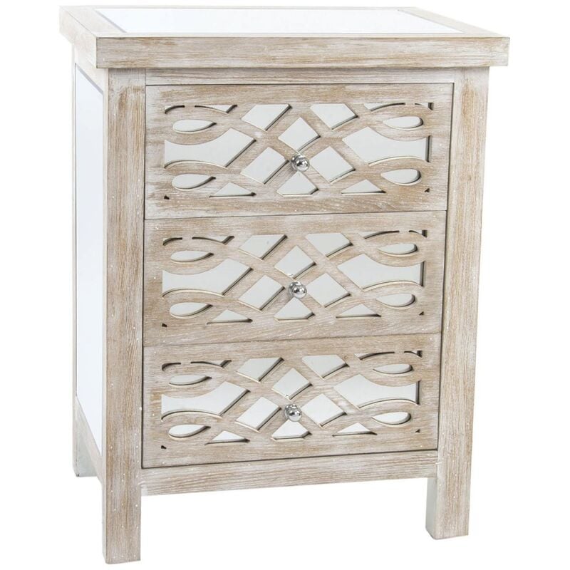 Caisson à tiroirs en bois coloris naturel - Longueur 56 x Profondeur 38 x hauteur 75 cm -PEGANE-