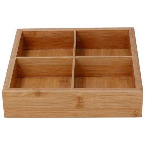Caisson bambou 4 compartiments naturel carré 21x21x4,8 cm
