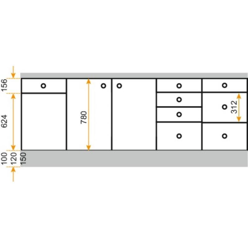 Caisson bas hauteur 780 mm profondeur 580 mm largeur 350 mm coloris blanc