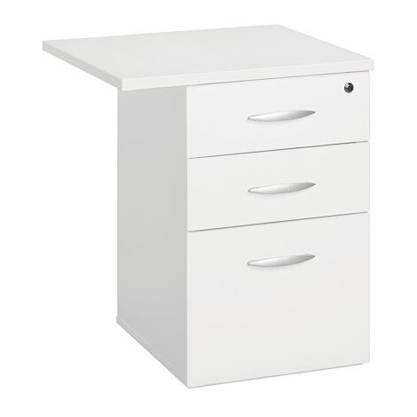 Caisson blanc hauteur bureau 3 tiroirs avec extension Essens - Maxiburo