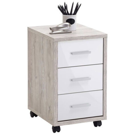 Caisson de Bureau 3 Tiroirs "Dylda" 58cm Naturel