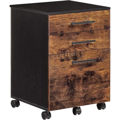 HOMCOM Caisson de bureau mobile en bois caisson de rangement imprimante  armoire à porte et 2 étagères idéal pour bureau à domicile salon 70 x 40 x  65 5 cm brun et noir