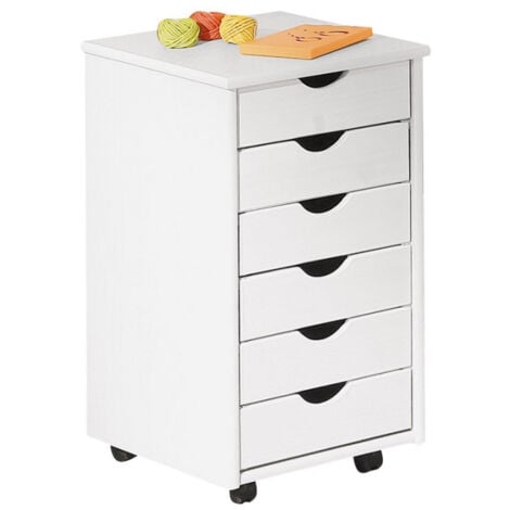 Caisson de Bureau 6 Tiroirs "School" 65cm Blanc