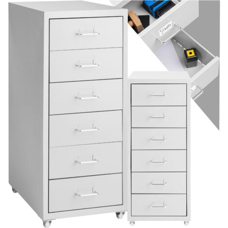 Caisson de bureau à roulettes en métal en acier avec 6 tiroirs