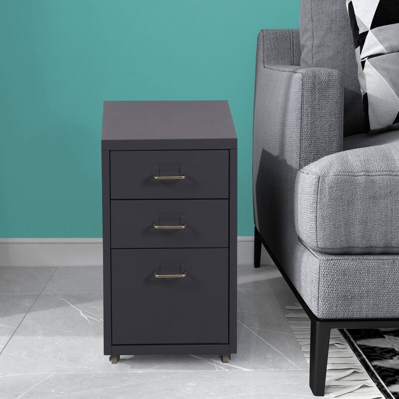 Caisson de bureau à roulettes Kökar acier 48 x 28 x 41 cm gris [en.casa]