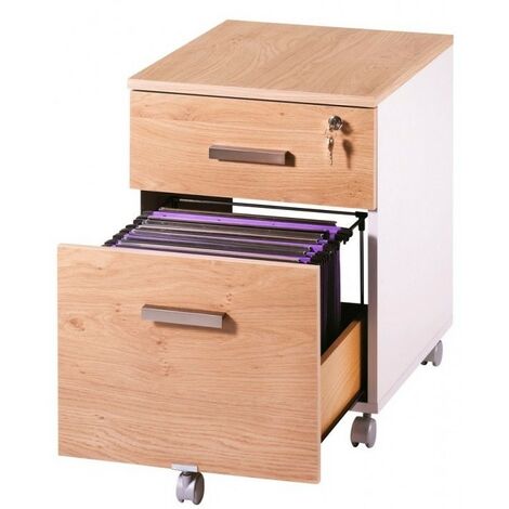 Caisson de bureau blanc et naturel Hublo