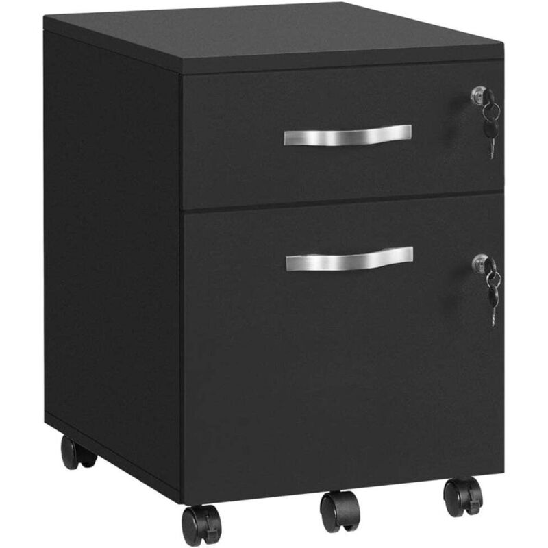 Caisson de bureau caisson de rangement classeur armoires basses 2 tiroirs pour dossiers suspendus noir