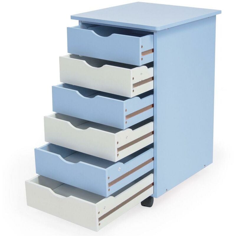 Helloshop26 - Caisson de bureau meuble en bois enfant 66 cm bleu et blanc