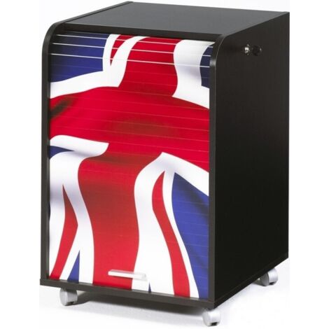 Caisson de Bureau Noir Sur Roulettes - Coloris: Drapeau anglais 701