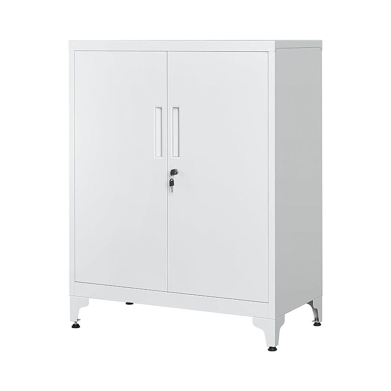 Caisson de Bureau, Placard Polyvalent, Armoire de Bureau à 2 Portes, Verrouillable, Meuble de Rangement en Acier, pour Bureau, Salon,Gris - Songmics