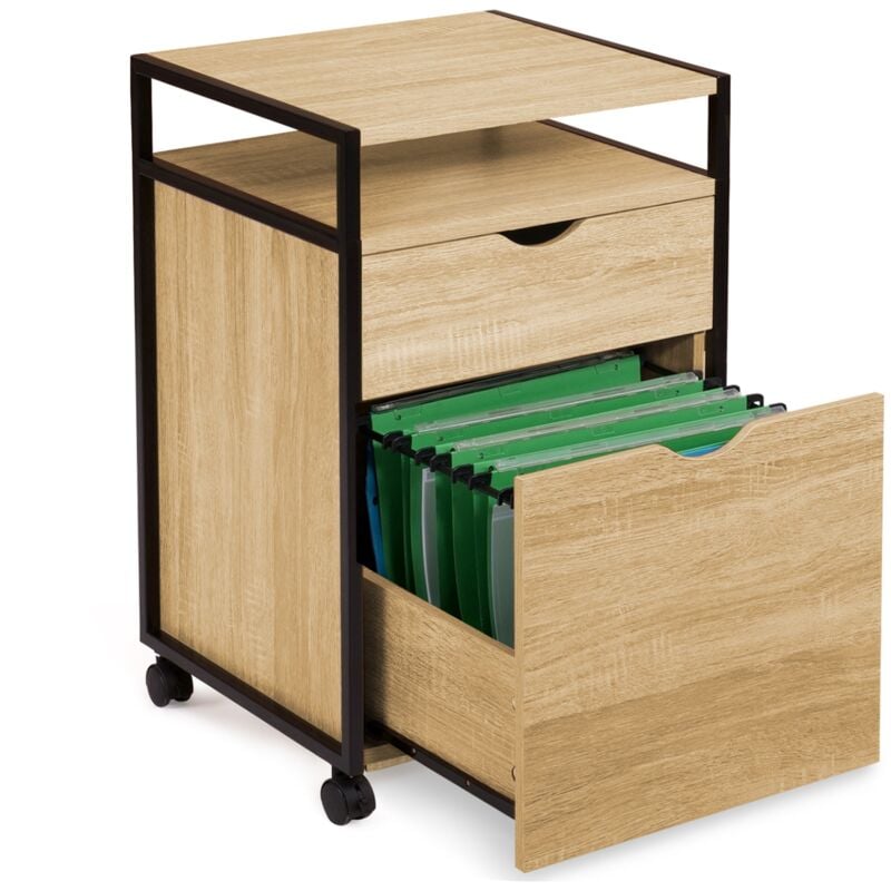 Caisson de bureau support imprimante detroit 2 tiroirs design industriel