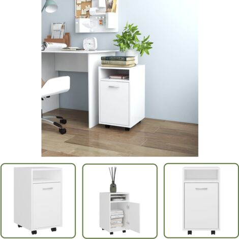 Caisson de bureau sur roulettes Karo H 60cm - 1 tiroir et 1 porte-Blanc