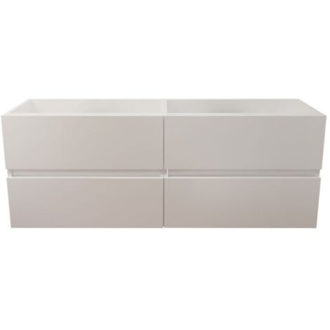 Caisson de salle de bain ROSALY INOX - 140 cm- Blanc- Plan vasque en