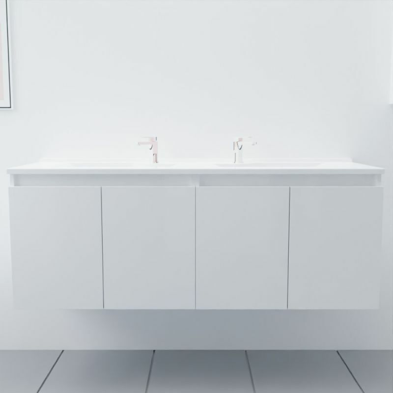 Cuisibane - Meuble double vasque 140 cm proline- Blanc - Blanc