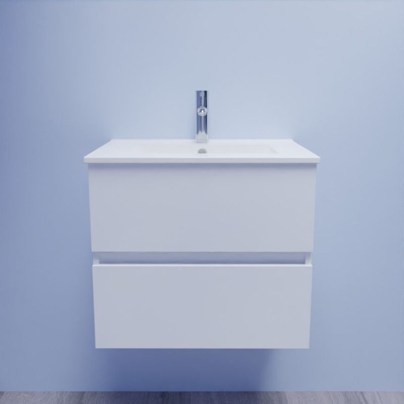 Cuisibane - Meuble salle de bain suspendu 60 cm rosaly- - Plan vasque en Céramique