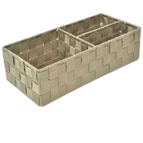 Caisson en polyester taupe 3 compartiments 37x17x10cm