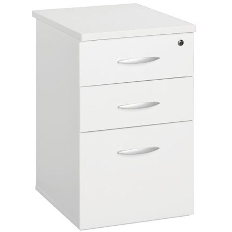 Sans Marque - Caisson hauteur de bureau bois blanc 3 tiroirs p 60 cm Essens - Maxiburo