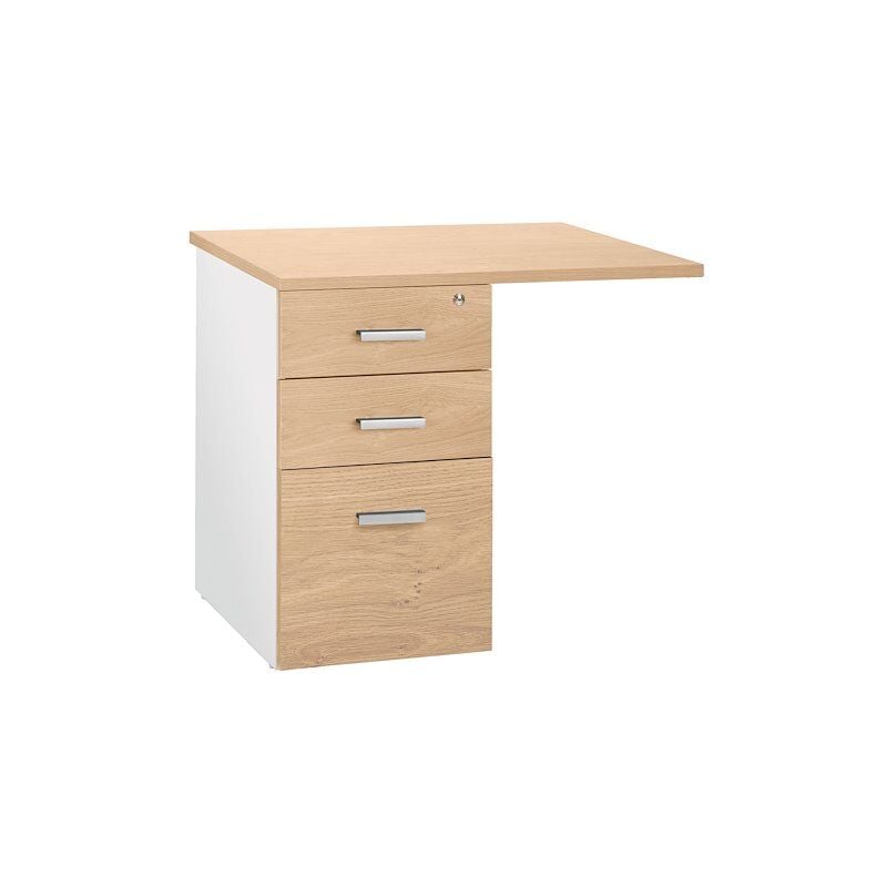 Caisson hauteur de bureau Ineo chêne clair 3 tiroirs - Maxiburo