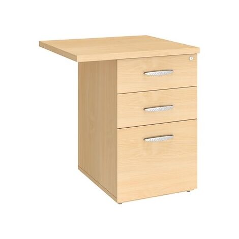 Caisson hêtre hauteur bureau 3 tiroirs avec extension Essens - Maxiburo