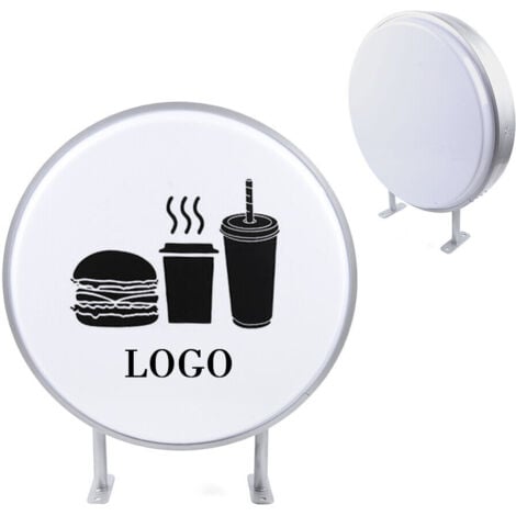 Caisson lumineux LED rond double face 60cm Panneau Publicité Logo lumineuse 24 pouces Enseigne