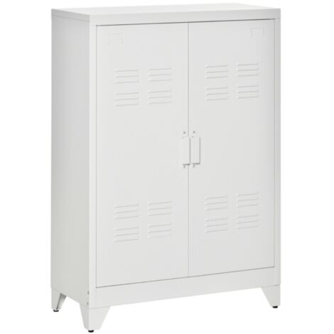 Caisson-métallique-blanc-armoire-polyvalente-portes-lamelles-magnétiques-doubles-75x33x110cm