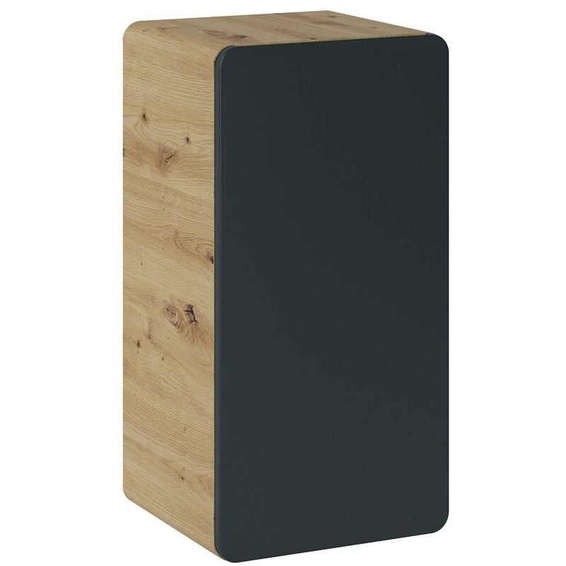 Caisson meuble bas de salle de bain - Chêne artisanal doré et noir mat - L35-H65-P32 - ARRIBA