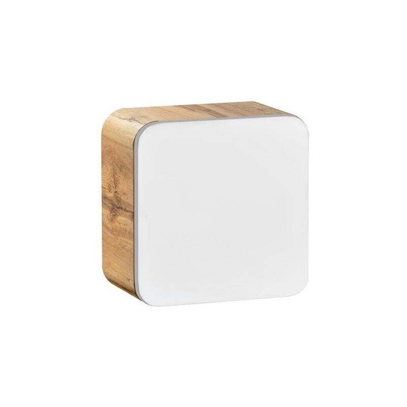 Caisson meuble haut de salle de bain - Chêne artisanal doré et blanc brillant - L35-H35-P22 - arriba - Chêne artisanal doré et blanc brillant