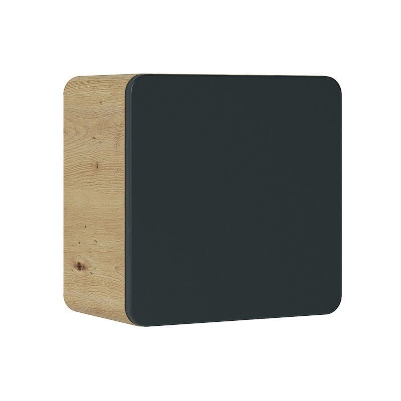 Caisson meuble haut de salle de bain - Chêne artisanal doré et noir mat - L35-H35-P22 - arriba - Chêne artisanal doré et noir mat