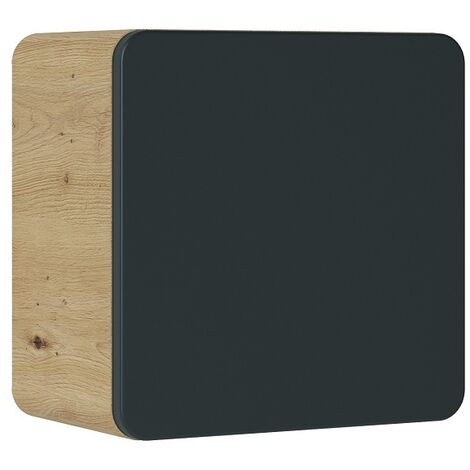 Caisson meuble haut de salle de bain - Chêne artisanal doré et noir mat - L35-H35-P22 - ARRIBA