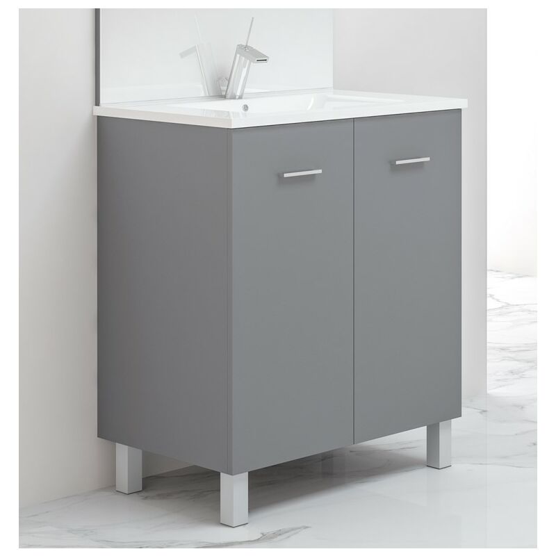 Anconetti - Caisson meuble sur pied Ancoflash à portes - anthracite mat 70cm - 2 portes