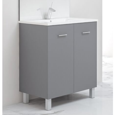 Caisson meuble sur pied anthracite mat 80 cm – 2 portes – Rangement élégant et fonctionnel – Matériaux de haute qualité – Anconetti