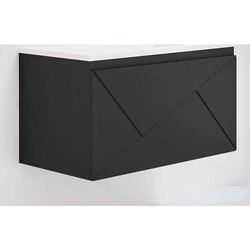 Anconetti - Caisson meuble suspendu Ancodesign - Noir mat Larg 600 - 2 tiroirs