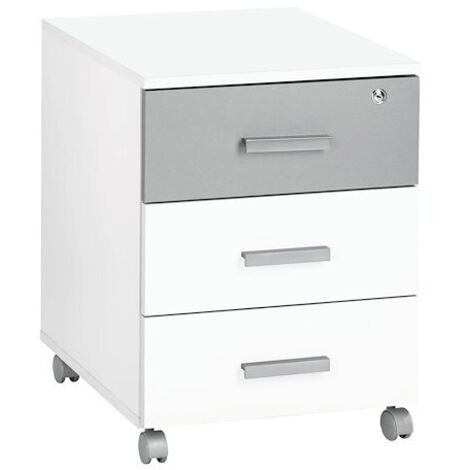 Caisson mobile Ineo blanc 3 tiroirs - aluminium - Maxiburo